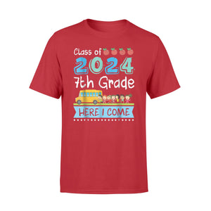 Cute Bus Boy Girl Class Of 2024 7th Grade Here I Come T-Shirt