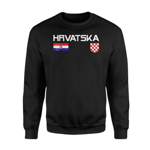 Hrvatska  Croatian Flag Croatia Soccer Jersey Style  Fleece Sweatshirt