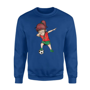 Dabbing Soccer Girl Morocco Jersey - Moroccan Football Sweatshirt