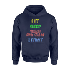 Colorful Eat Sleep Teach Second Grade Repeat Crayon Hoodie