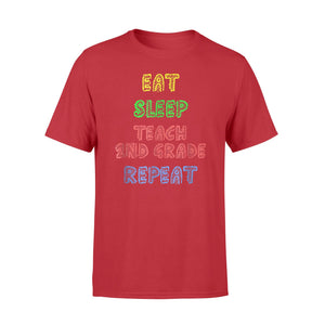 Colorful Eat Sleep Teach Second Grade Repeat Crayon T-Shirt