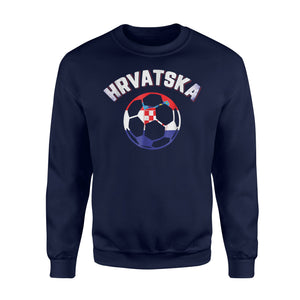 Hrvatska  Croatian Flag Croatia Soccer Jersey Style  Fleece Sweatshirt