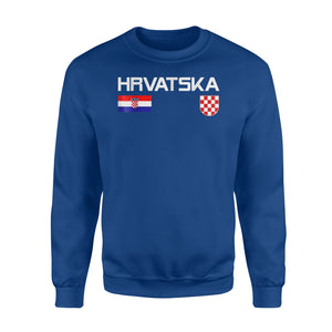 Hrvatska  Croatian Flag Croatia Soccer Jersey Style  Fleece Sweatshirt