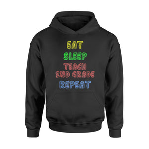 Colorful Eat Sleep Teach Second Grade Repeat Crayon Hoodie