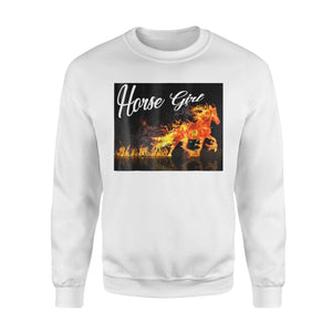 Funny Cute Flaming Fiery Fire Horse Girl Sweatshirt