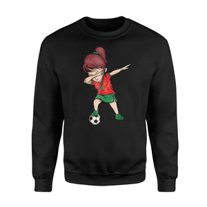 Dabbing Soccer Girl Morocco Jersey - Moroccan Football Sweatshirt
