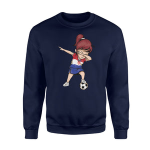 Dabbing Soccer Girl Croatia Jersey - Croatian Football Sweatshirt