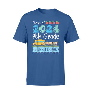 Cute Bus Boy Girl Class Of 2024 7th Grade Here I Come T-Shirt