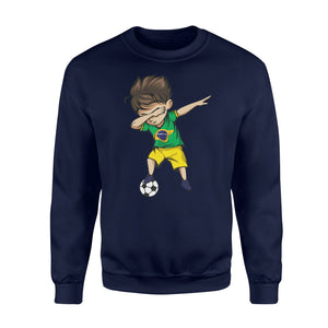 Dabbing Soccer Boy Brazil Jersey  - Brazilian Football Sweatshirt