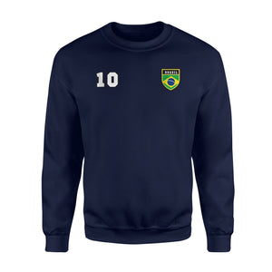 Brazil Number 10 Soccer Flag Football Sweatshirt