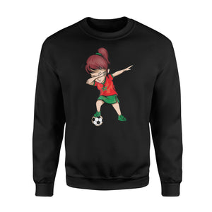 Dabbing Soccer Girl Morocco Jersey - Moroccan Football Sweatshirt