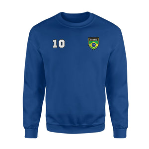 Brazil Number 10 Soccer Flag Football Sweatshirt