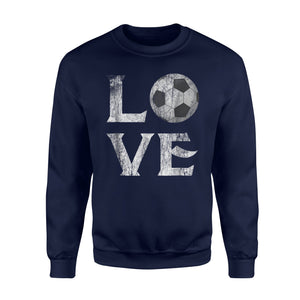 I Love Soccer   Tee Heart Ball Match Team Emoji Gift  Fleece Sweatshirt