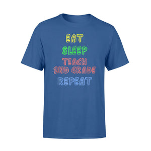 Colorful Eat Sleep Teach Second Grade Repeat Crayon T-Shirt