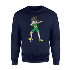 Dabbing Soccer Girl Fan Brazil Football Sweatshirt