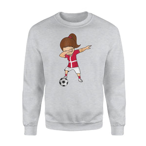 Dabbing Denmark , Soccer Girl Danish Football Flag Sweatshirt