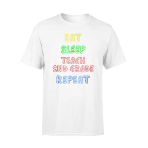 Colorful Eat Sleep Teach Second Grade Repeat Crayon T-Shirt