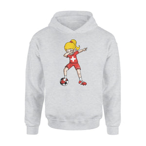 Dabbing Soccer Girl Switzerland Football Hoodie