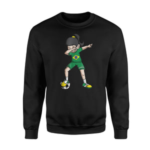 Dabbing Soccer Girl Fan Brazil Football Sweatshirt