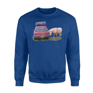 Funny Icelandic Horse Helping A Car With 1 HP Sweatshirt