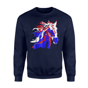 Horse American USA Flag Colors 4th Of July Gift Sweatshirt