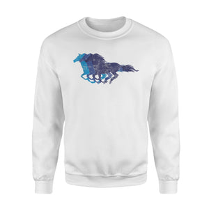 Blue Race Horses Silhouette Gift Sweatshirt