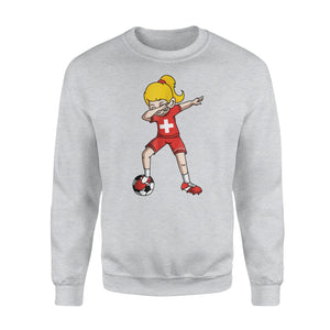 Dabbing Soccer Girl Switzerland Football Sweatshirt