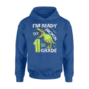 I'm Ready To Rock 1st Grade Dinosaur  Kids Boys  Hoodie