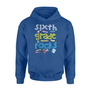 Book Pen Crayon Rule Emotion Face Sixth Grade Rock Hoodie