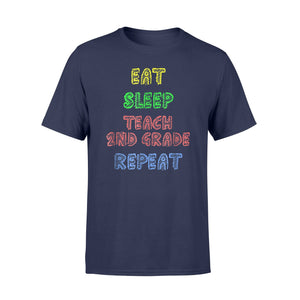 Colorful Eat Sleep Teach Second Grade Repeat Crayon T-Shirt