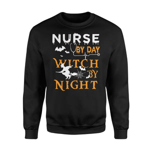 Funny Nurse By Day Witch By Night Halloween Sweatshirt