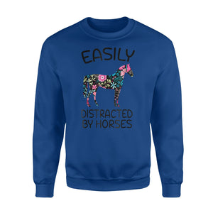 Easily Distracted By Horses Flower Gift For Women Sweatshirt