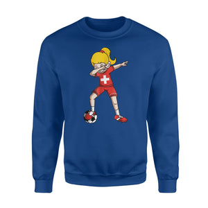 Dabbing Soccer Girl Switzerland Football Sweatshirt