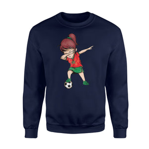 Dabbing Soccer Girl Morocco Jersey - Moroccan Football Sweatshirt