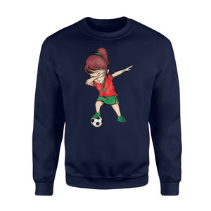 Dabbing Soccer Girl Morocco Jersey - Moroccan Football Sweatshirt