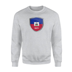 Haiti Flag Badge Soccer Fans Jersey Distressed Sweatshirt