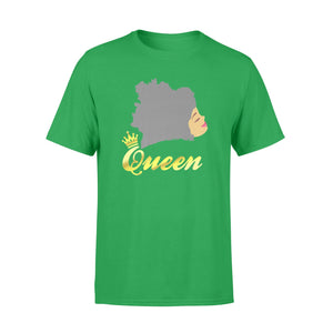 Ivorian Queen Cote Ivoire Map Dark Hair T-Shirt