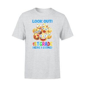 Cute Emoji Look Out 1st Grade Here I Come Gift T-Shirt