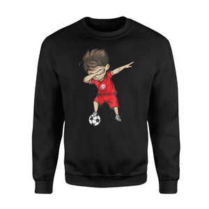 Dabbing Soccer Boy Tunisia Jersey - Tunisian Football Sweatshirt