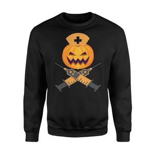 Nurse Pumpkin Syringe Halloween Sweatshirt