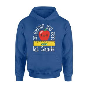 Happy 100th 100 Days Of 1st First Grade   Apple Ruler  Hoodie