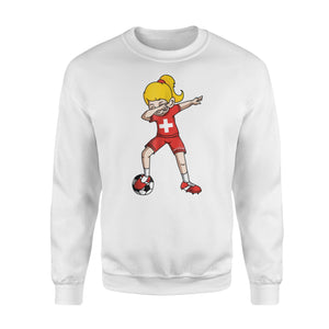 Dabbing Soccer Girl Switzerland Football Sweatshirt