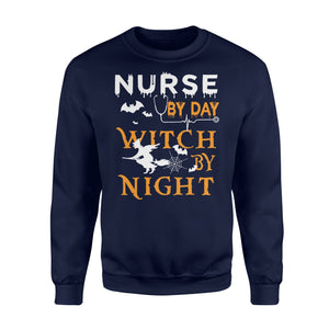 Funny Nurse By Day Witch By Night Halloween Sweatshirt