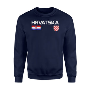 Hrvatska  Croatian Flag Croatia Soccer Jersey Style  Fleece Sweatshirt