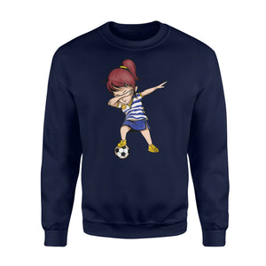 Dabbing Soccer Girl Uruguay Jersey Uruguayan Football  Sweatshirt