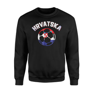 Hrvatska  Croatian Flag Croatia Soccer Jersey Style  Fleece Sweatshirt