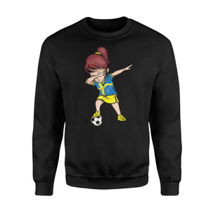 Dabbing Soccer Girl Sweden Jersey - Swedish Football Sweatshirt