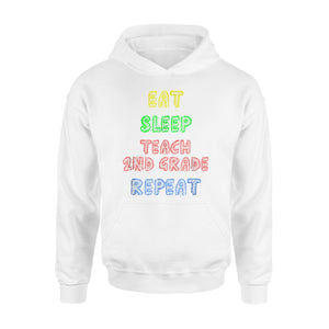 Colorful Eat Sleep Teach Second Grade Repeat Crayon Hoodie