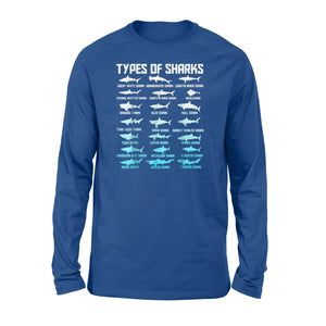 21 Types Of Sharks Oceanic Biology Long Sleeve T-Shirt