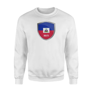 Haiti Flag Badge Soccer Fans Jersey Distressed Sweatshirt